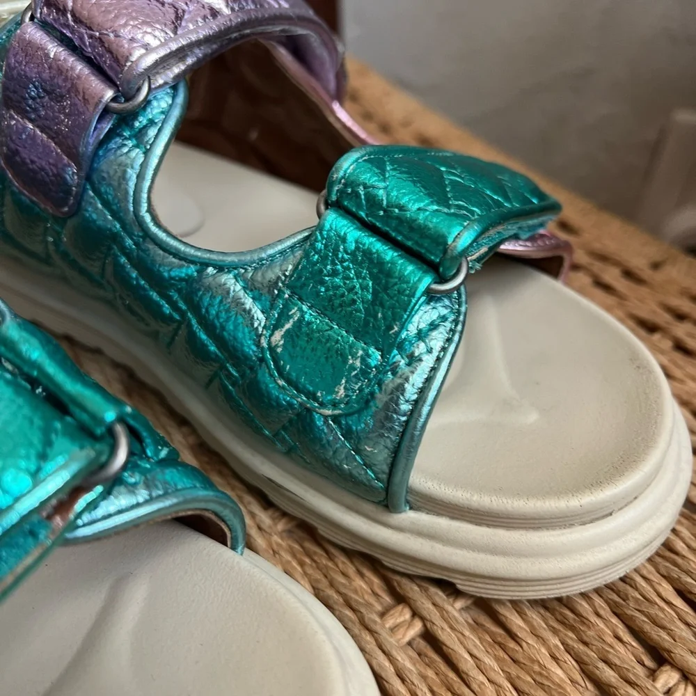 Kurt Geiger London Mini Orson Kids Metallic Platform Sandals Rainbow Size Kids 4